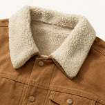 The Alder Men's Sherpa-Lined Canvas Jacket in Duck Tan, detail close-up