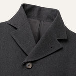 The Banner Men's Wool-Blend Overcoat in Charcoal, detail close-up