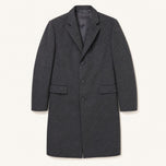 The Banner Men's Wool-Blend Overcoat in Charcoal, front flat lay