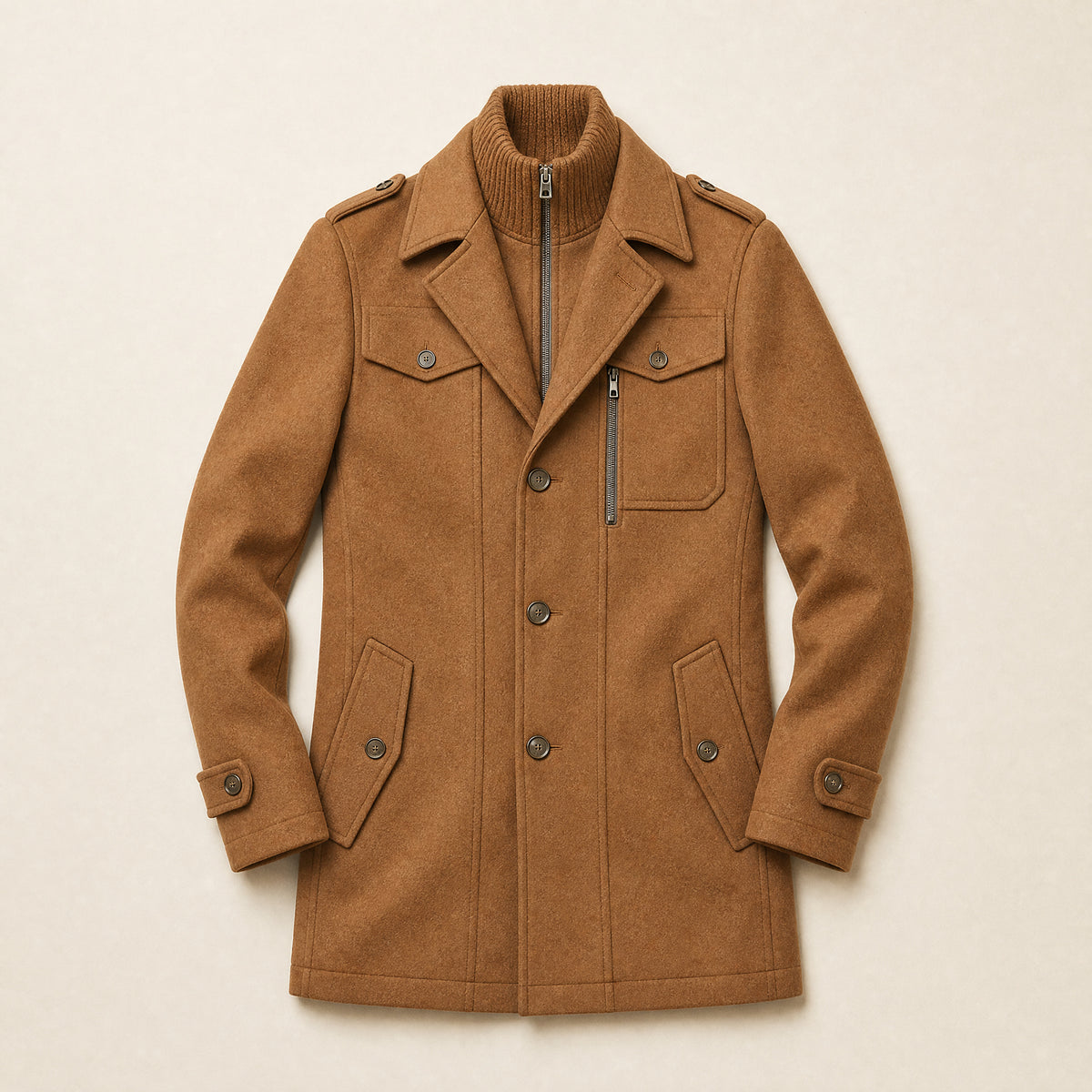 Boreal Wool-Blend Overcoat in Camel