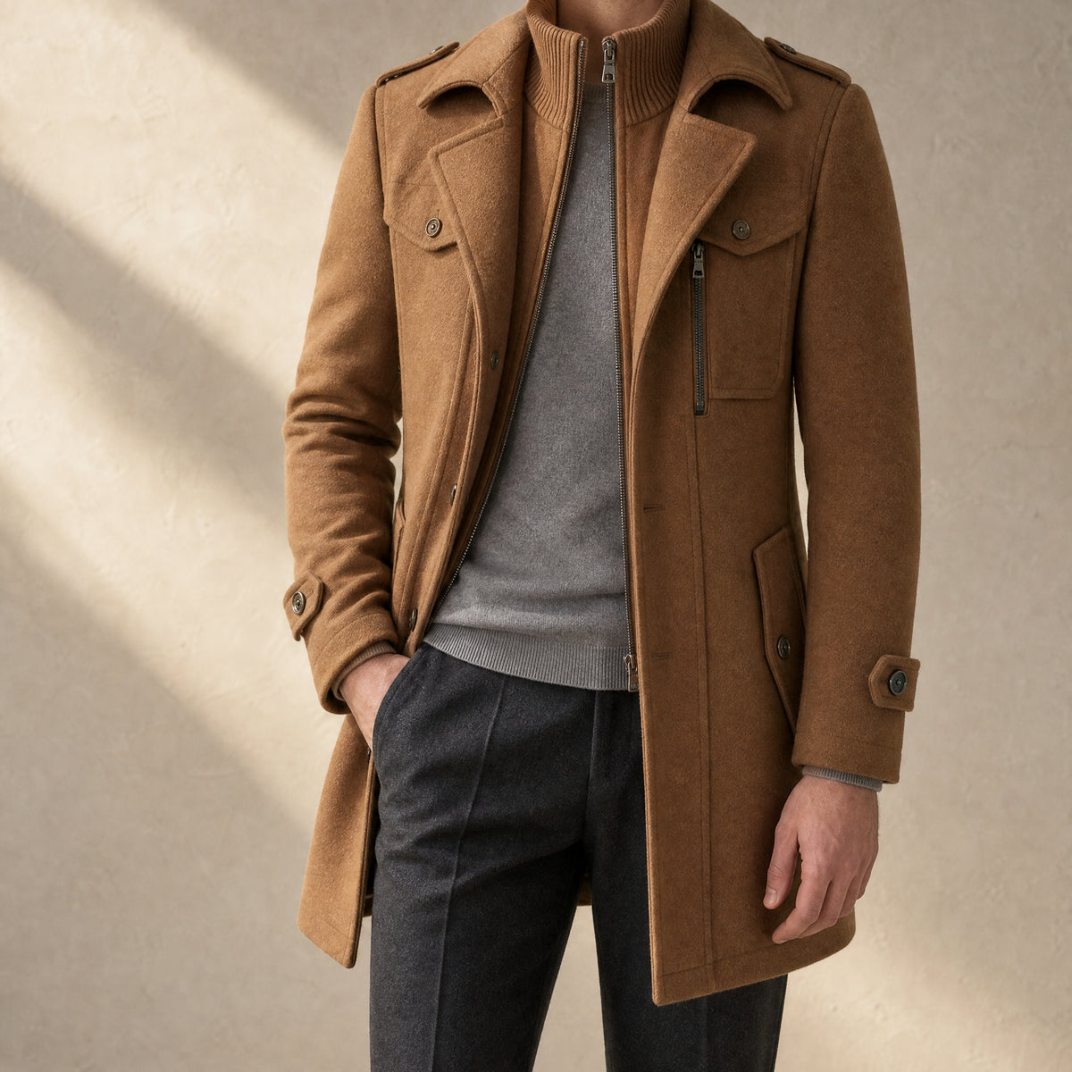 Fjord Wool-Blend Overcoat in Camel