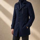 Fjord Wool-Blend Overcoat in Navy