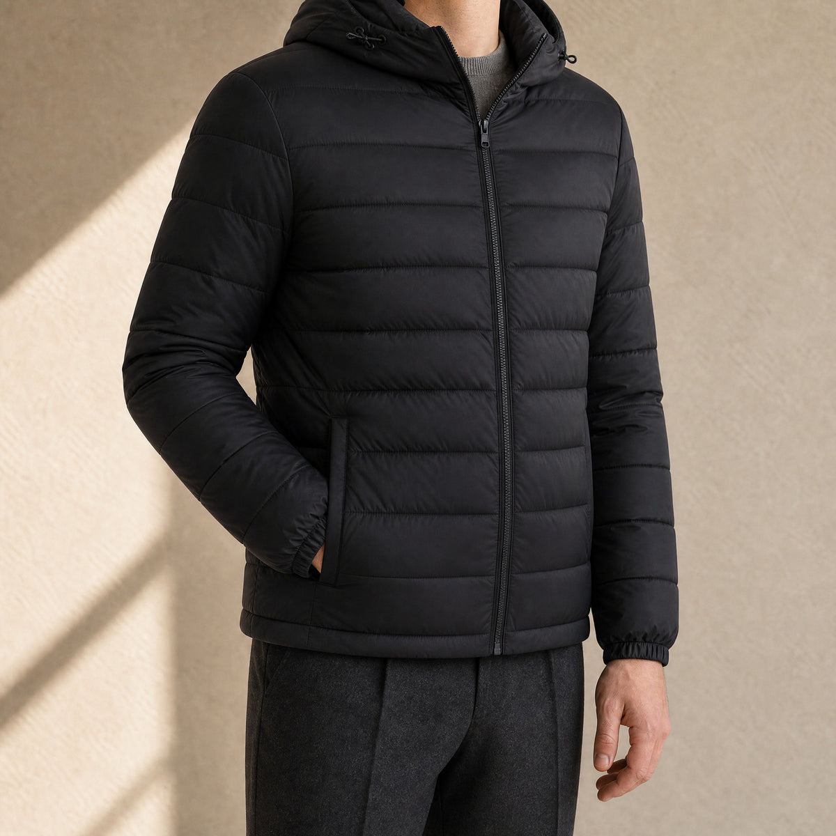 Frost Hooded Down Jacket in Black