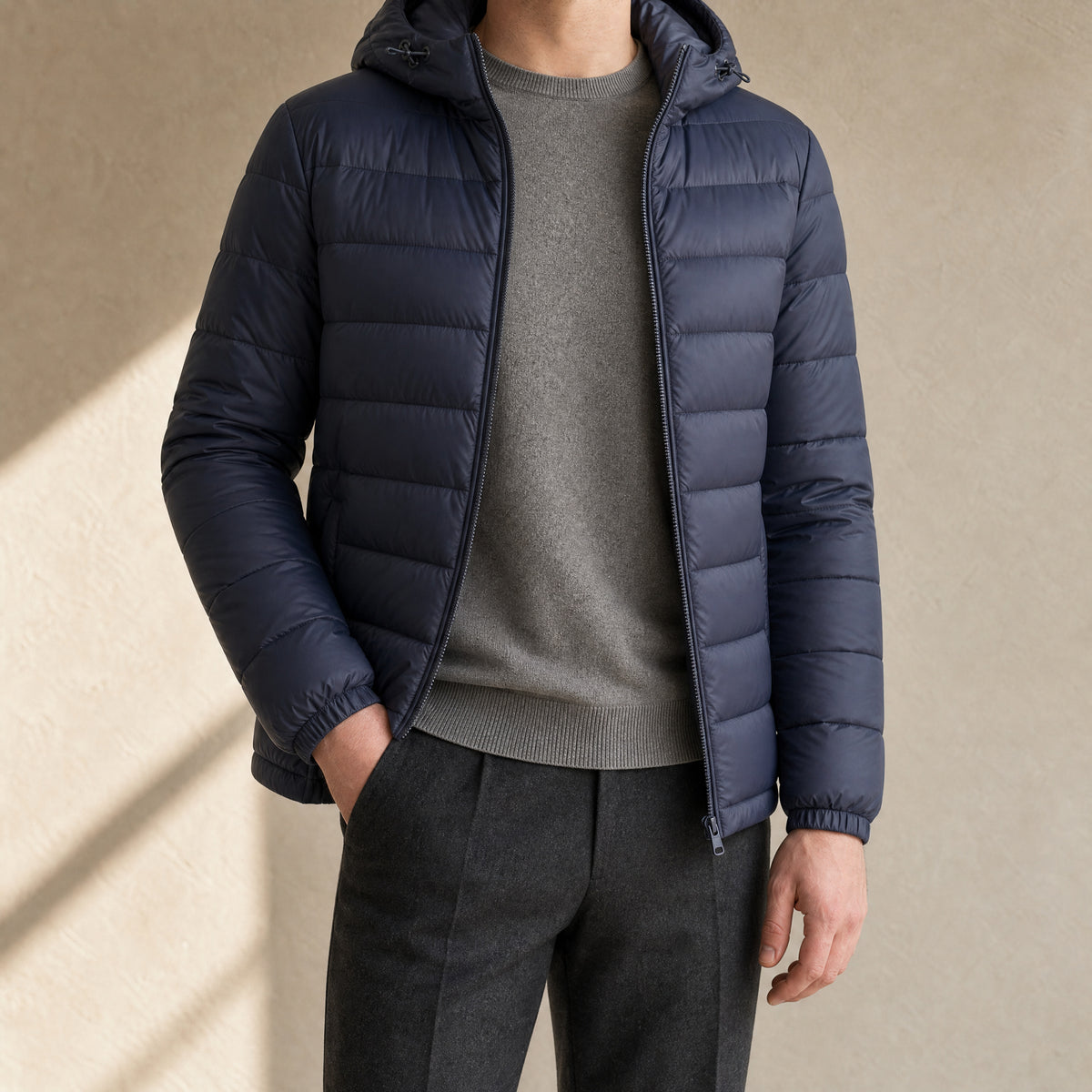 Frost Hooded Down Jacket in Fog Blue