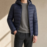 Frost Hooded Down Jacket in Fog Blue