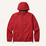 The Gale Men's Lightweight Hooded Shell Jacket in Crimson Red, front flat lay