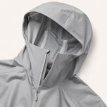 The Gale Men's Lightweight Hooded Shell Jacket in Silver Grey, detail close-up
