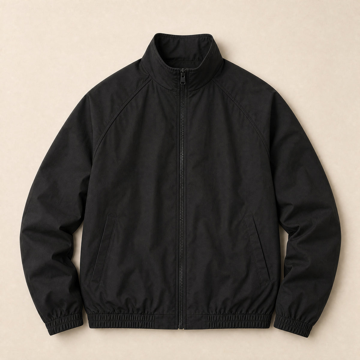 Ridge Stand-Collar Bomber Jacket in Black