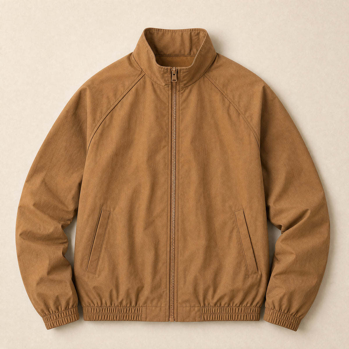 Ridge Stand-Collar Bomber Jacket in Brown