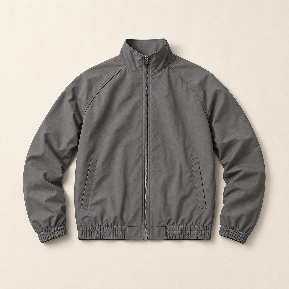 Ridge Stand-Collar Bomber Jacket in Dark Gray