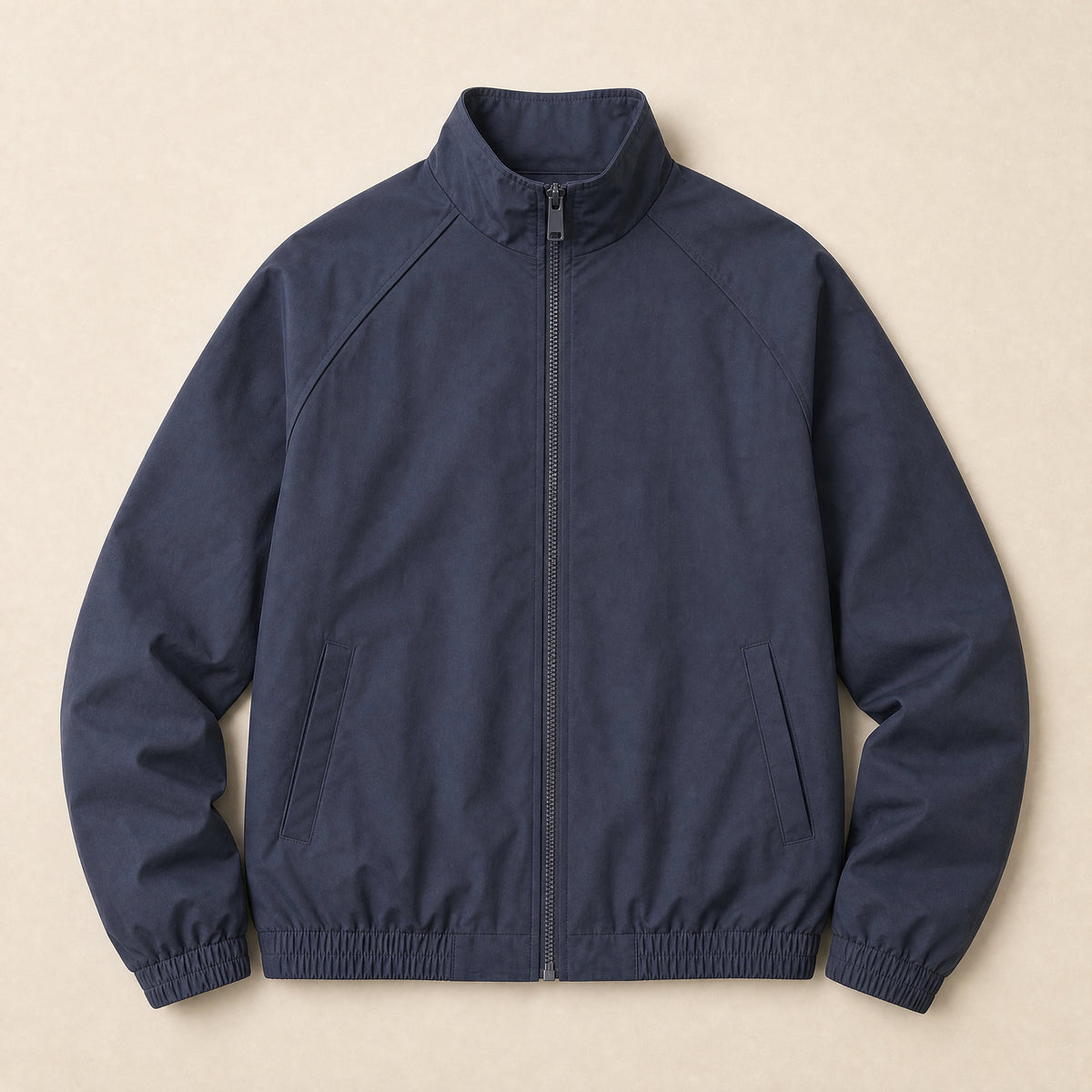 Ridge Stand-Collar Bomber Jacket in Navy Blue